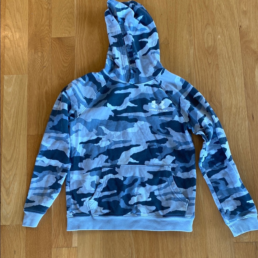 Under Armour Kids Blue and Gray Camo Hoodie